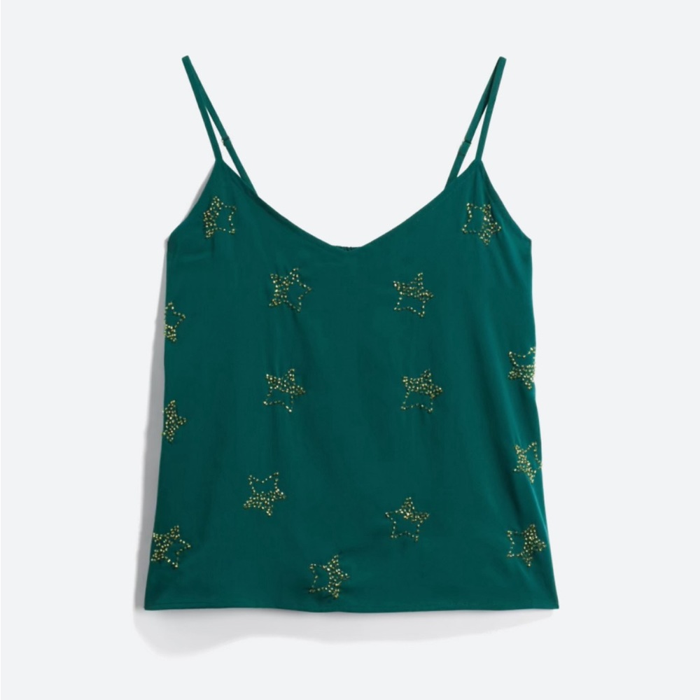 Green Star Beaded Cami M
